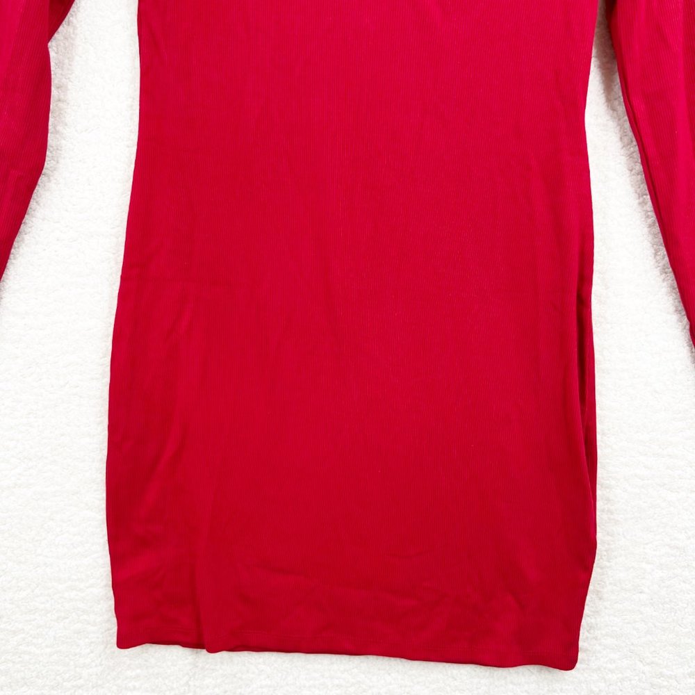 Zara Red Polo long sleeve Cotton T shirt Mini Dress Size L NEW - Picture 5 of 12